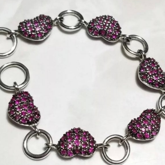 Jared's Silver Multi Paved Ruby Heart Bracelet - Picture 4 of 5